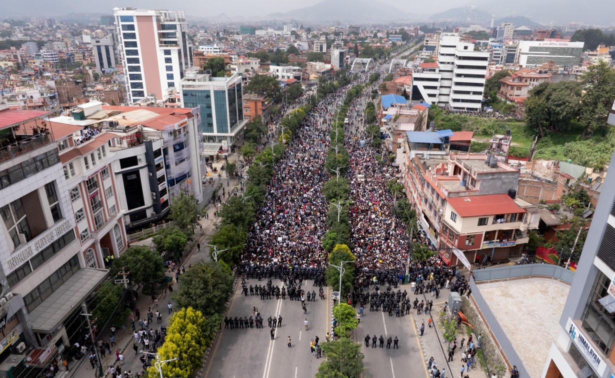 Genz Protest Drone view Maitighar to Baneshwor 2